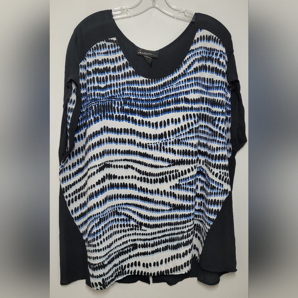 Lane Bryant Black and White Blouse with Graphic Relaxed Style 18/20